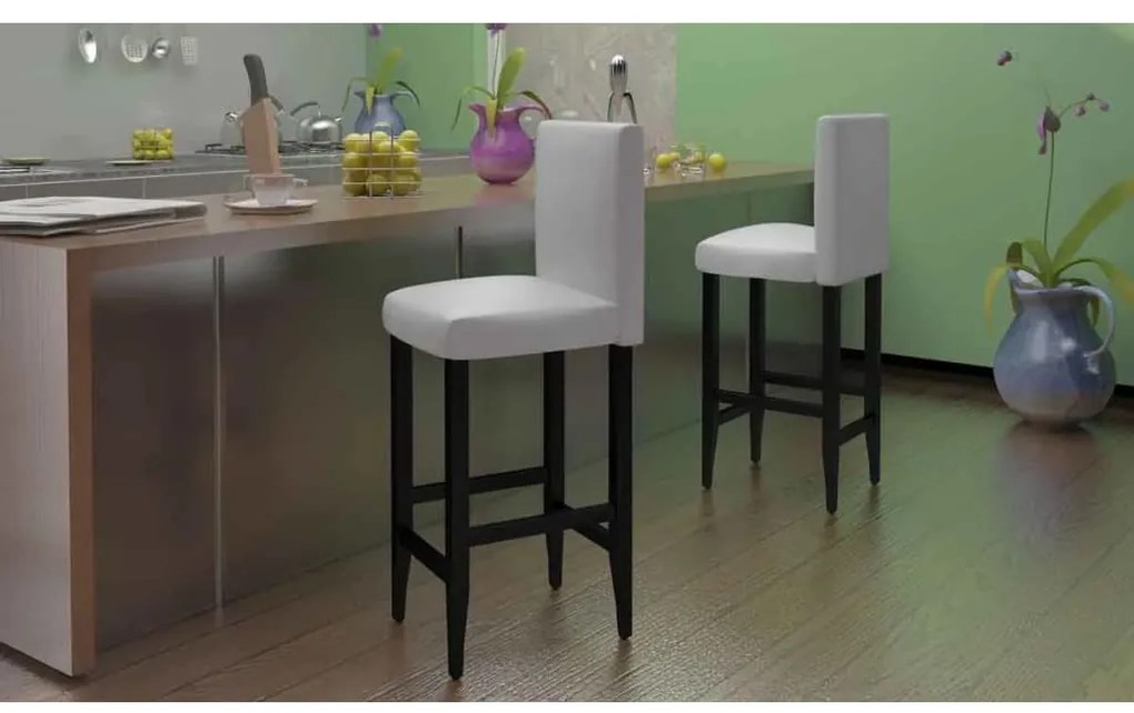 Bancos de bar 2 pcs couro artificial branco