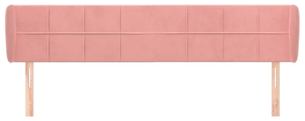 Cabeceira de cama c/ abas veludo 183x23x78/88 cm rosa