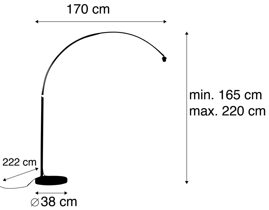 Candeeiro de Arco Moderno Cromado Ajustável sem Abajur