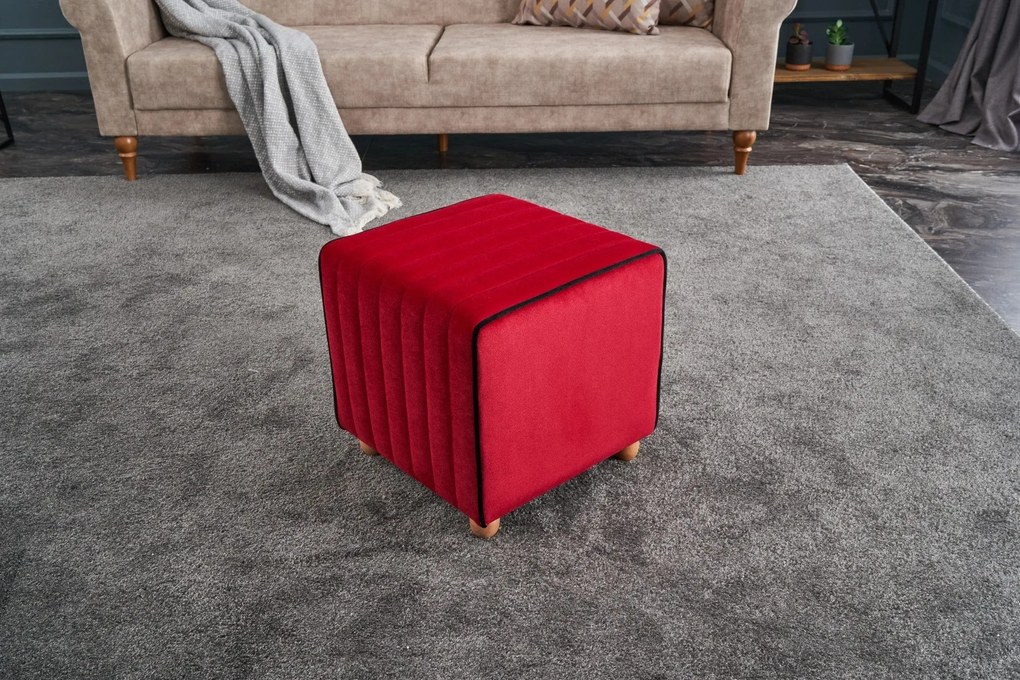 Pouffe Mona – Vermelho – 40x40x40 cm