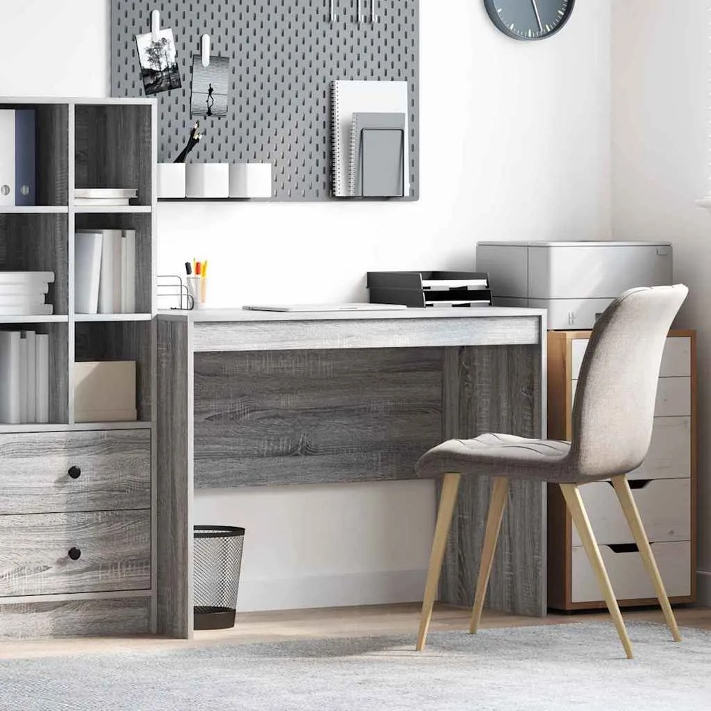 vidaXL Secretária de Escrita Cinza sonoma MDF, Folheado 100 x 50 x 76 cm