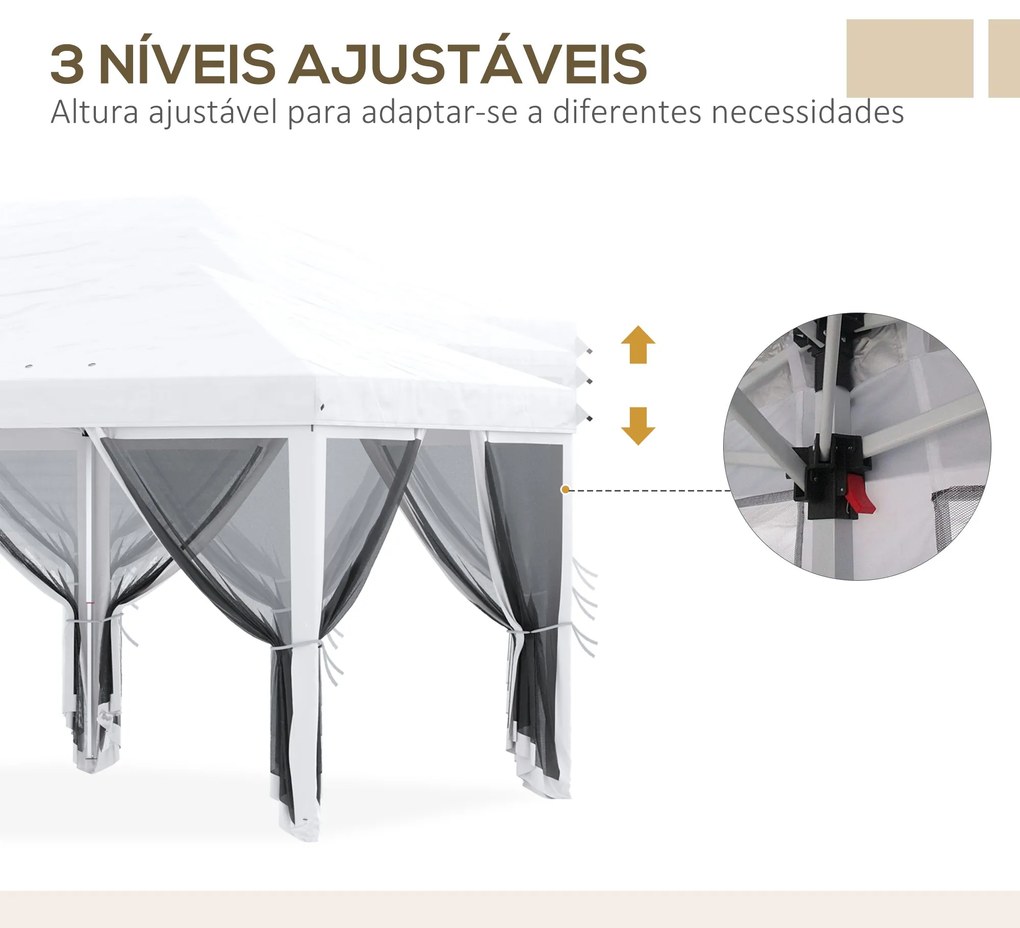Tenda Dobrável 585x295x270 cm Tenda de Jardim com 6 Mosquiteiros Bolsa