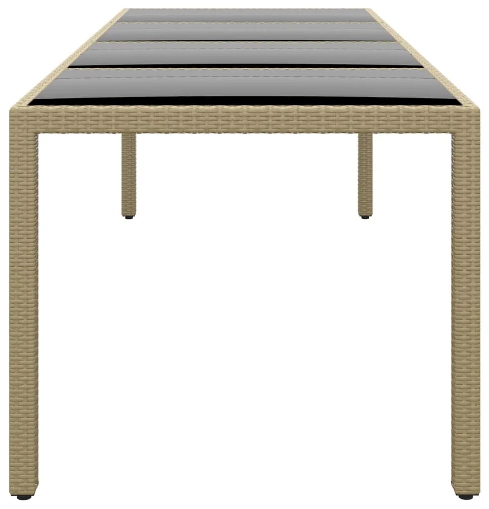 Mesa de jardim com tampo de vidro vime PE bege
