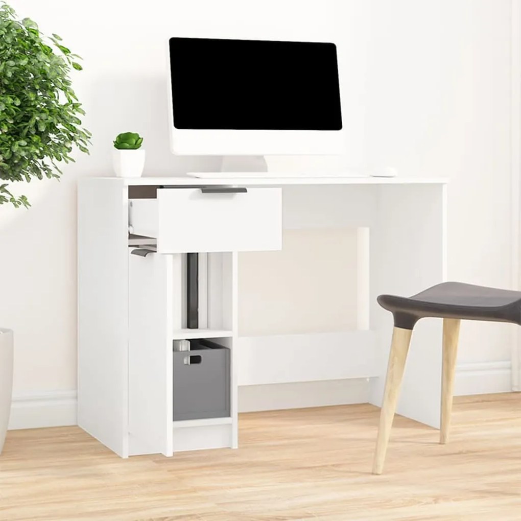 vidaXL Secretária 100x50x75 cm derivados de madeira branco