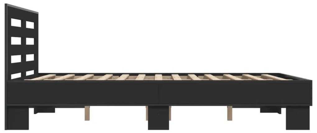 Estrutura de cama 140x190 cm derivados de madeira/metal preto