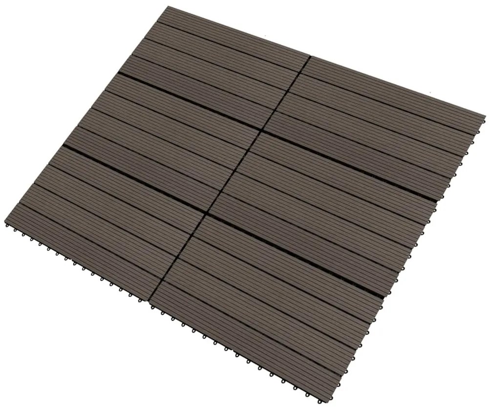 Ladrilhos de pavimento 6 pcs WPC 1,08m² 60x30cm castanho escuro