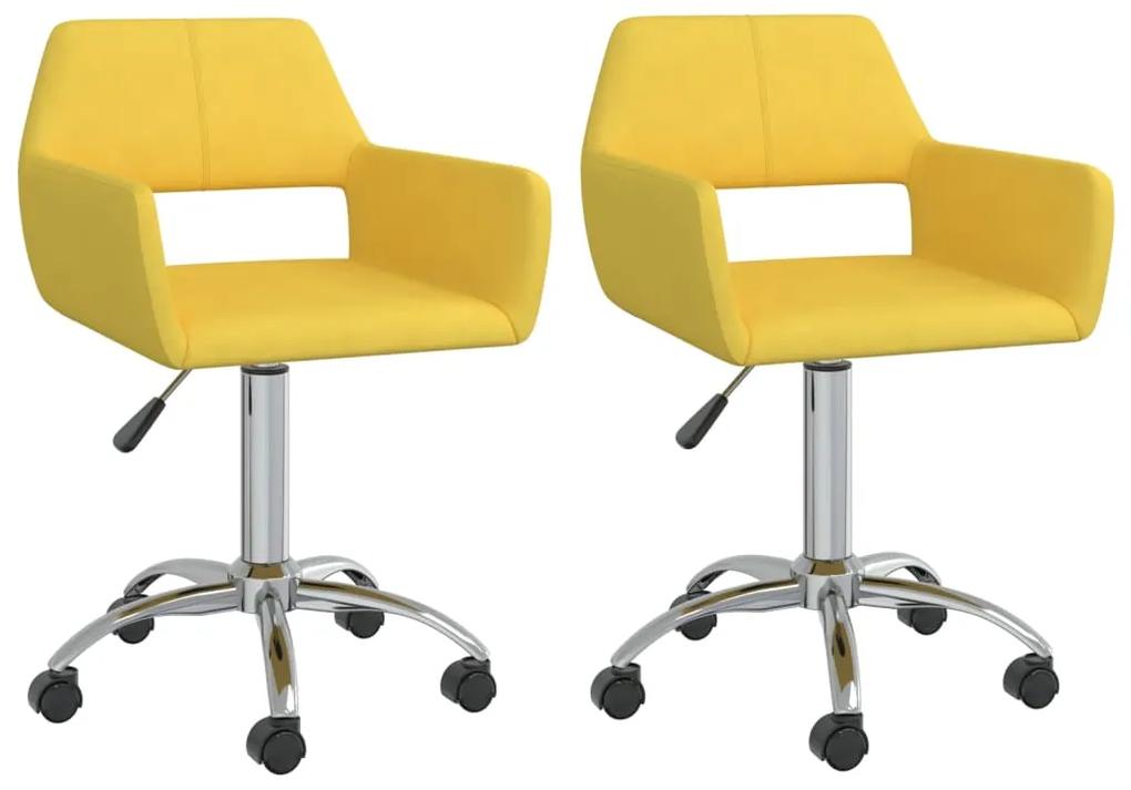 Cadeiras de jantar giratórias 2 pcs tecido amarelo