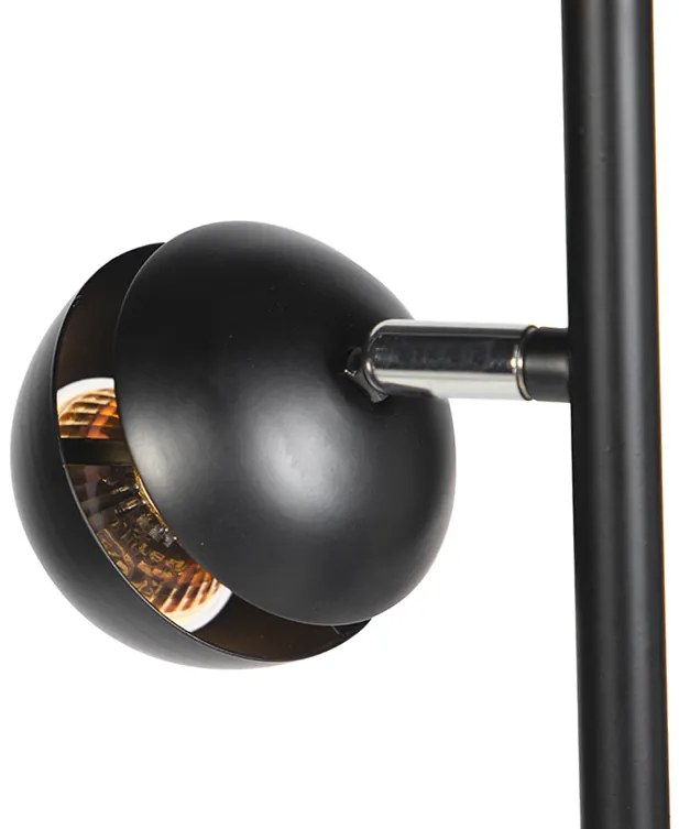 Candeeiro de pé moderno 3-luzes preto com interior dourado - Buell Deluxe Moderno