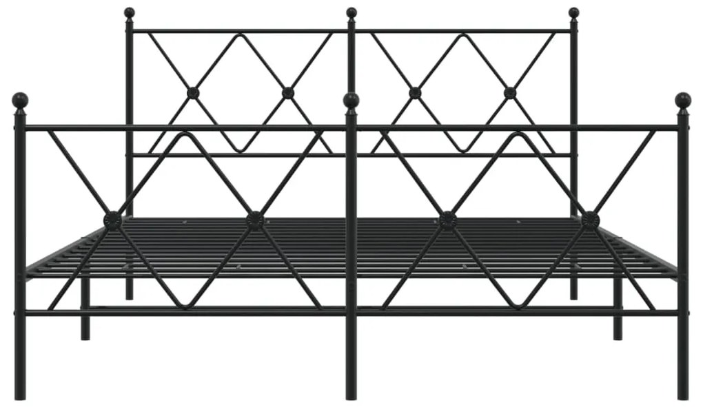 Estrutura de cama com cabeceira e pés 140x190 cm metal preto