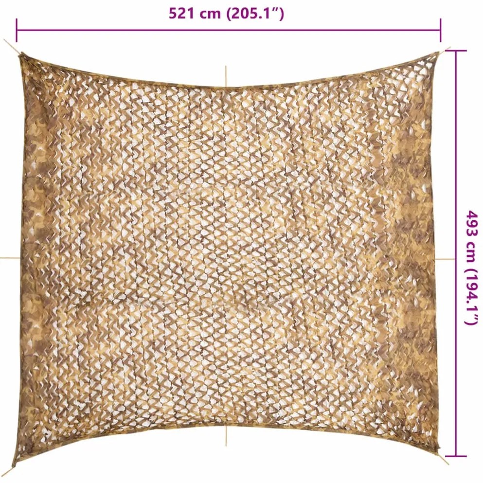 Rede de camuflagem com saco de arrumação 521x493 cm areia