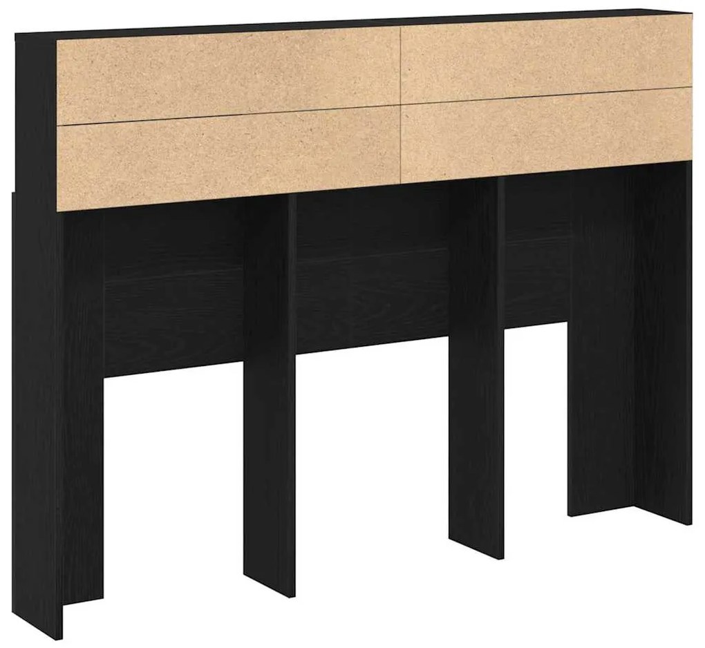 Armário com cabeceira - Carvalho Preto, 140 x 19 x 103,5 cm, feito de