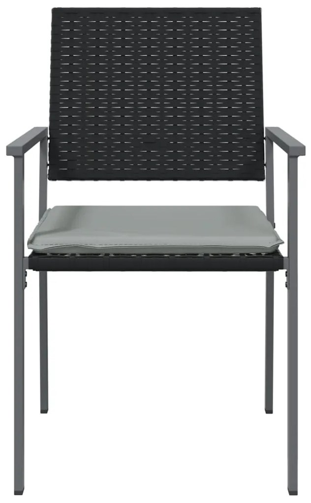 Cadeiras jardim c/ almofadões 6 pcs 54x62,5x89 cm vime PE preto
