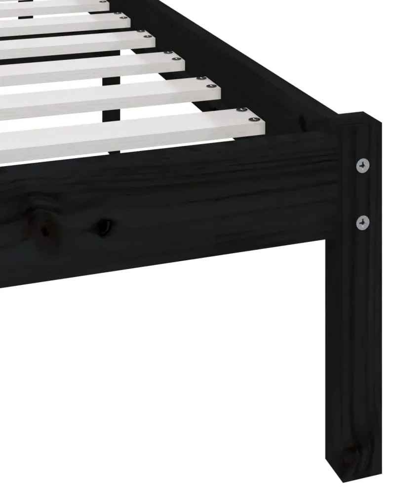 Estrutura cama de solteiro pequena 75x190 cm pinho maciço preto