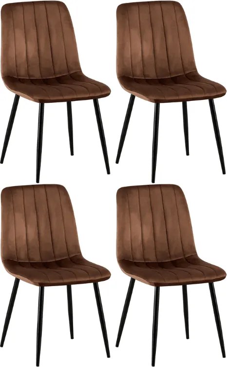 Conjunto de 4 cadeiras Jantar Dijon em veludo castanho