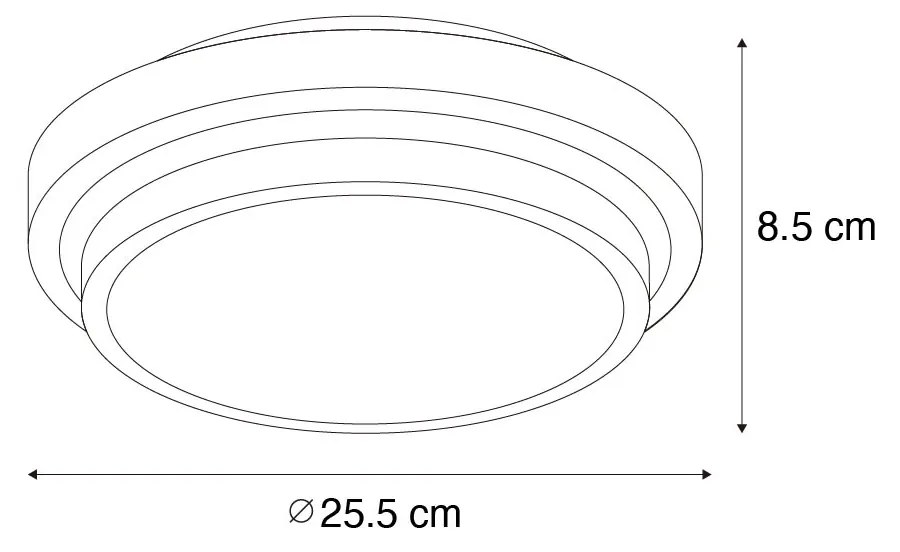 Candeeiro de Teto Moderno Preto com Branco 25 cm IP44 - Walden Moderno