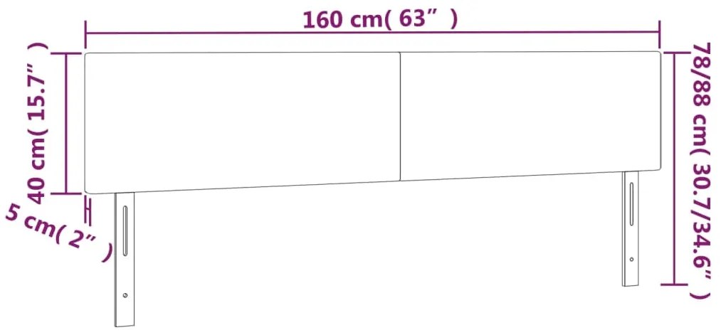 Cabeceira cama c/ LED couro artificial 160x5x78/88cm cappuccino