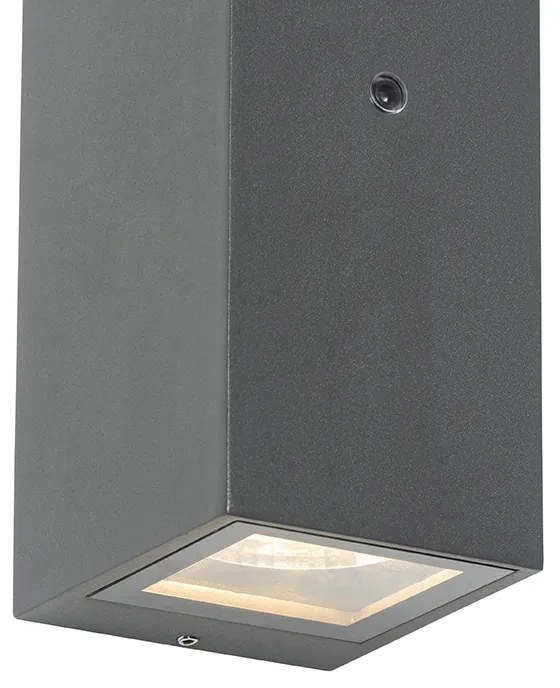 Aplique de parede cinzento 2 luzes IP44 com sensor crepuscular - Baleno Moderno