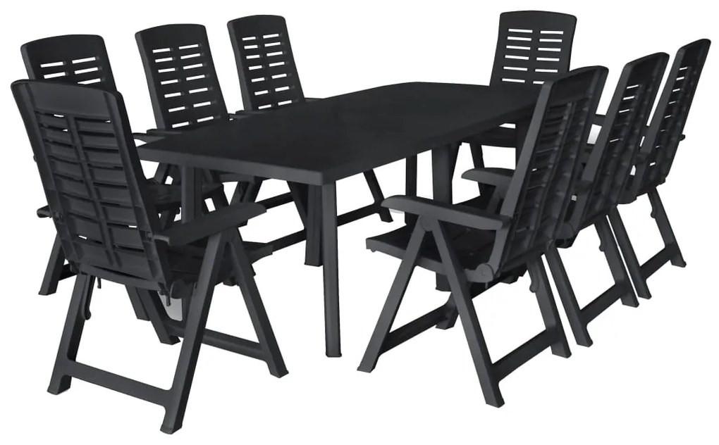 9 pcs conjunto de jantar para exterior plástico antracite