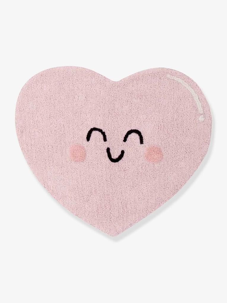 Tapete lavável em algodão, Coração Happy Heart da LORENA CANALS rosa