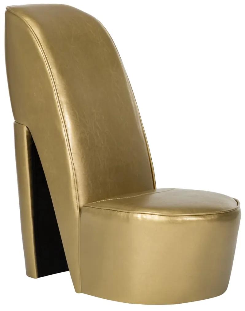 248650 vidaXL Cadeira estilo sapato de salto alto couro artificial dourado