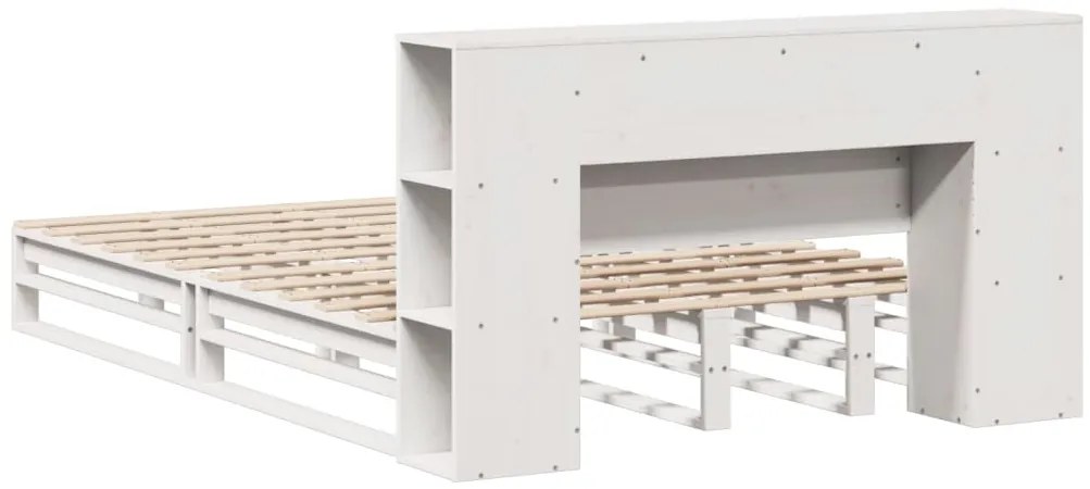 Cama com estante sem colchão 140x200 cm madeira maciça branco