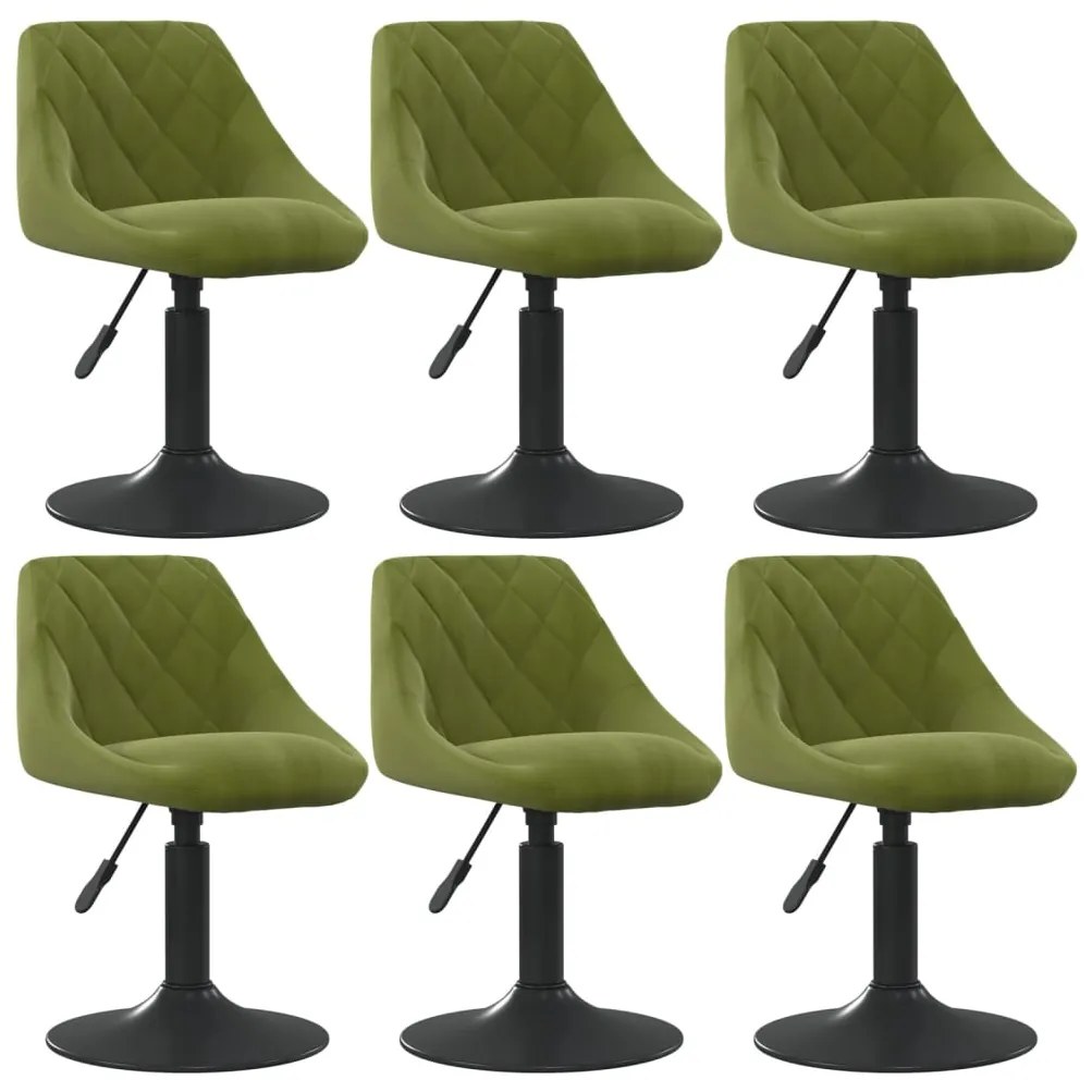 Cadeiras de jantar giratórias 6 pcs veludo verde-claro