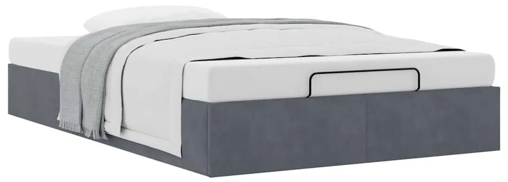 Otomano Bed Frame No Colchão Cinzento Escuro 120x200 cm Veludo