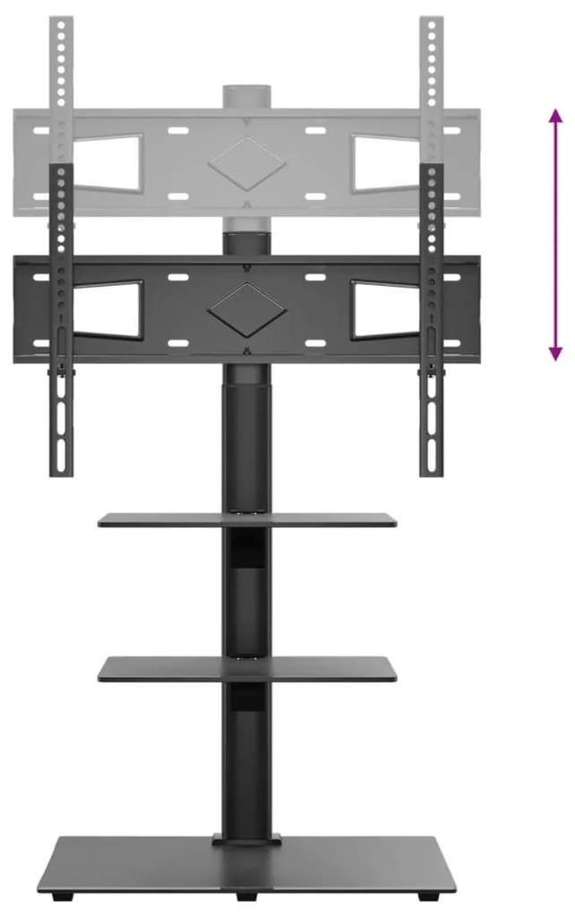 Suporte de canto para TV 32-65 polegadas c/ 3 prateleiras preto