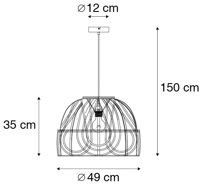 Candeeiro oriental suspenso em vime 49 cm - Michelle Oriental