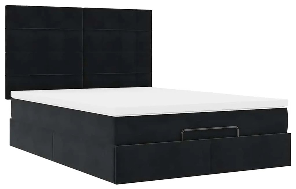 Estrutura de cama otomana com colchões 140x200 cm veludo preto