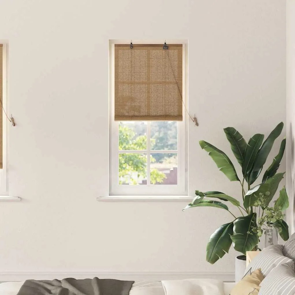vidaXL Estores de rolo com cortinas Manual Castanho 60 x 220 cm Bambu