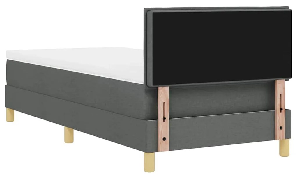 Cama Box Spring com Colchão e LED Cinza Escuro 90x190 cm Tecido