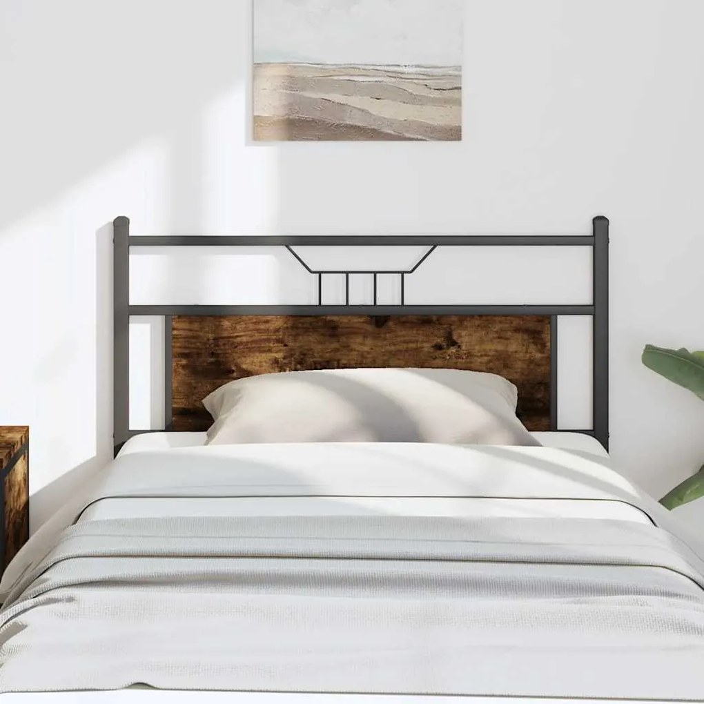 Cabeceira de cama 107 cm derivados madeira/aço carvalho fumado