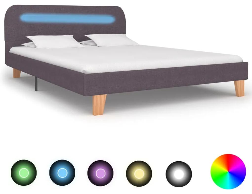 280913 vidaXL Estrutura cama c/ LEDs em tecido 140x200cm cinzento-acastanhado