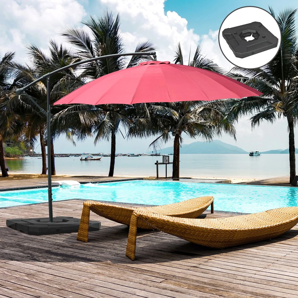 2 Pesos para Base de Chapéu de Sol Recarregáveis de Areia 110 kg ou Água 70 kg para Base Cruzada de Chapéu de Sol Cantilever para Jardim Varanda Exter