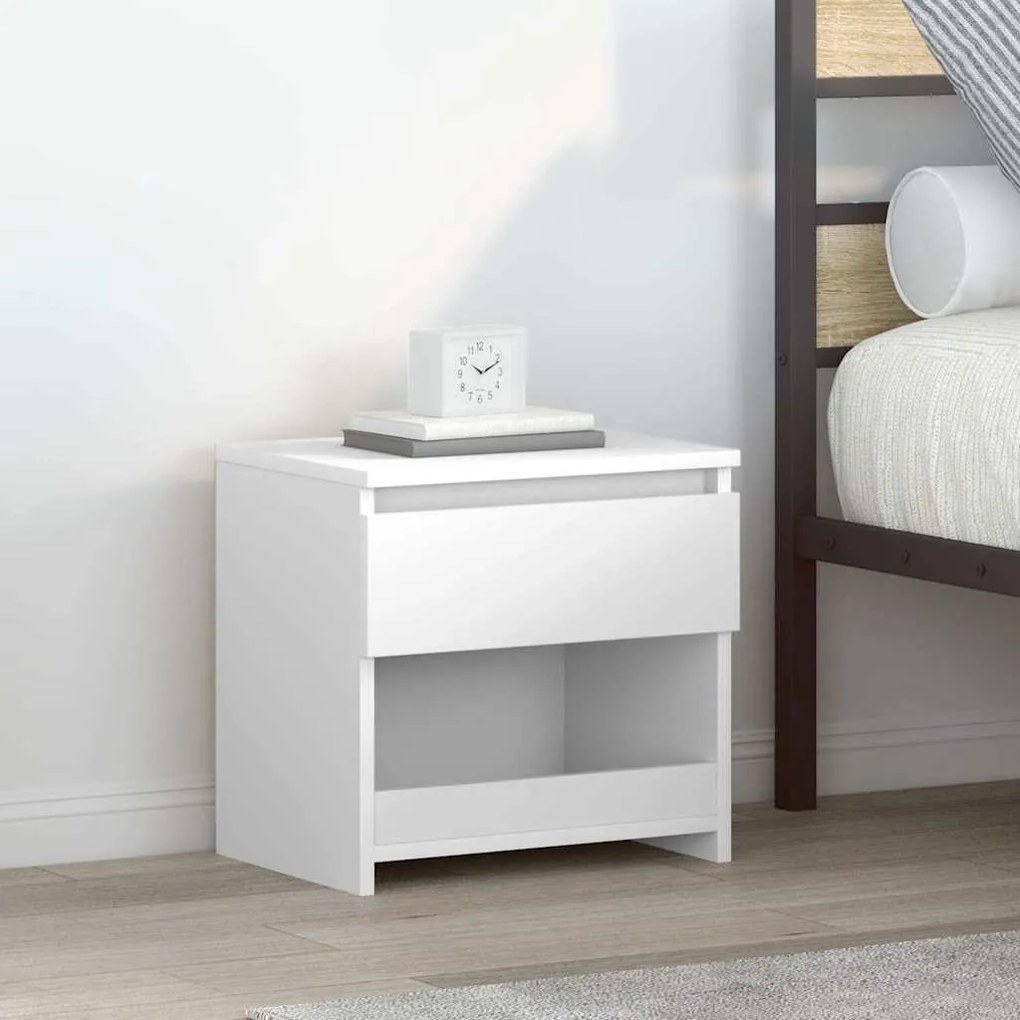Mesa de cabeceira 40x30x39 cm contraplacado branco brilhante