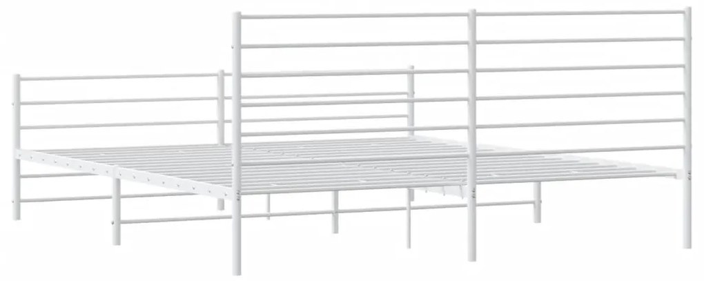 Estrutura de cama com cabeceira e pés 200x200 cm metal branco