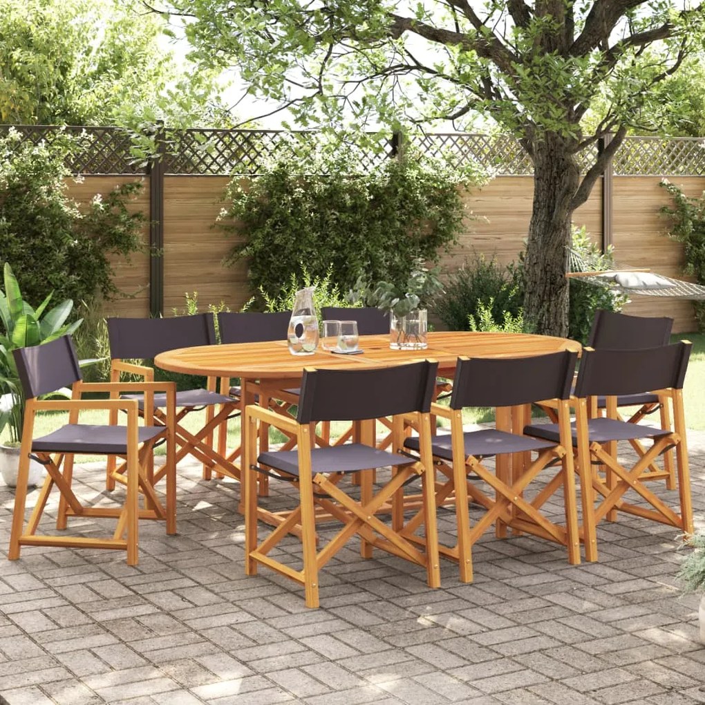 8 pcs cadeiras de jardim dobráveis tecido cinzento-escuro