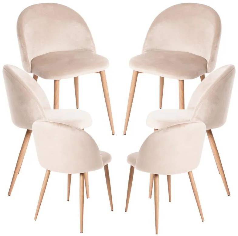 Pack 6 Cadeiras Vint Veludo - Beige