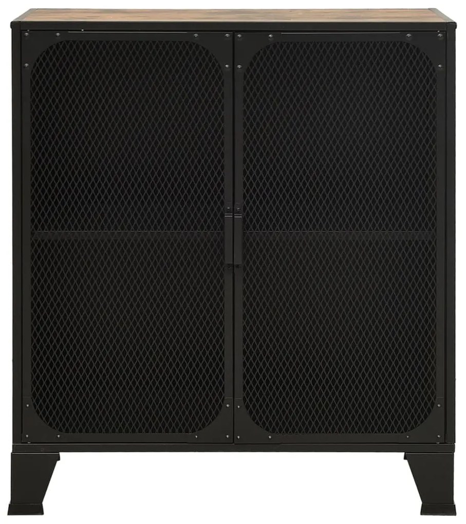 Armário de arrumação 72x36x82 cm metal/MDF castanho rústico