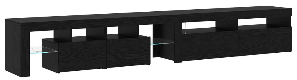 Gabinetes de TV 2 pcs com Luzes LED Carvalho Preto Madeira Ingenheirad