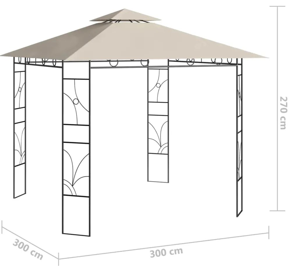 Gazebo 3x3x2,7 m 160 g/m² cor creme