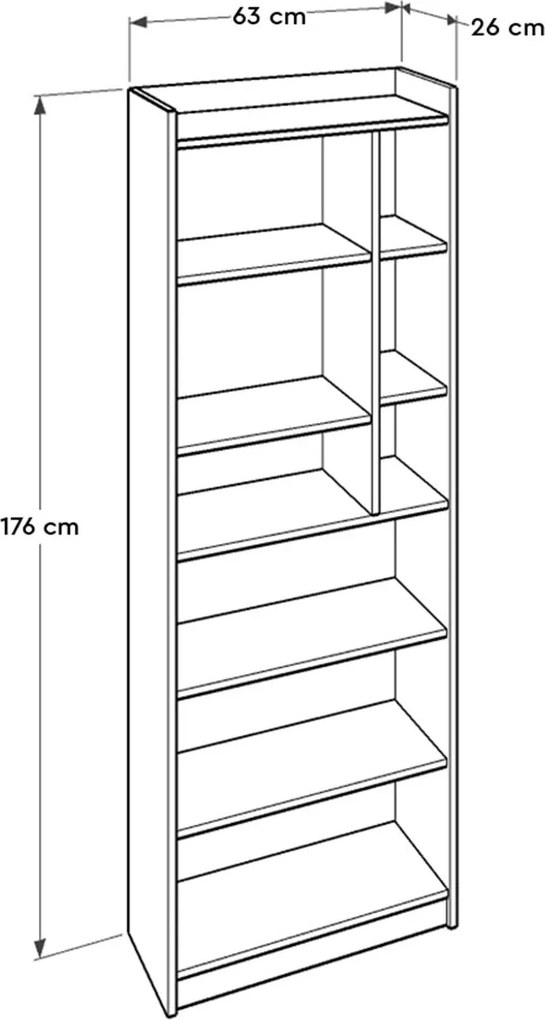 Estante Liva — 63x26x176 cm — Design Moderno em Carvalho Sonomo e Bran