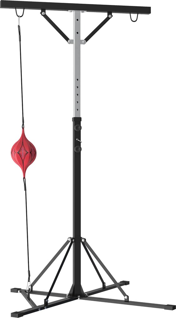 SPORTNOW Suporte para saco de pancadas, ajustável em altura, com speedball, estrutura metálica, 160L x 145B x 175-220H cm, preto | Aosom Portugal