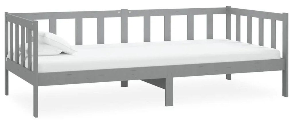 Sofá-cama com colchão 90x200 cm pinho maciço cinzento