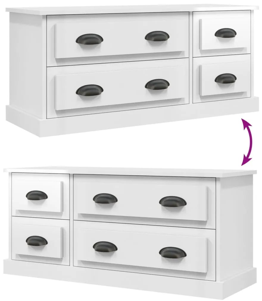 Móvel de TV 100x35,5x45 cm derivados madeira branco brilhante