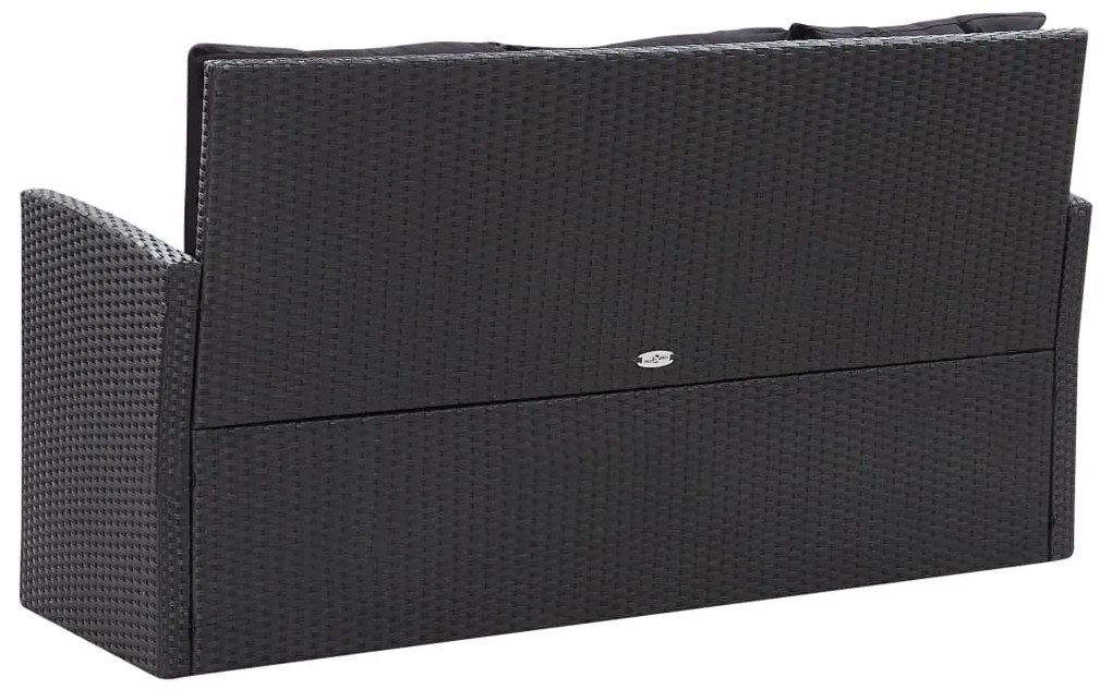 6 pcs conjunto lounge de jardim c/ almofadões vime PE preto