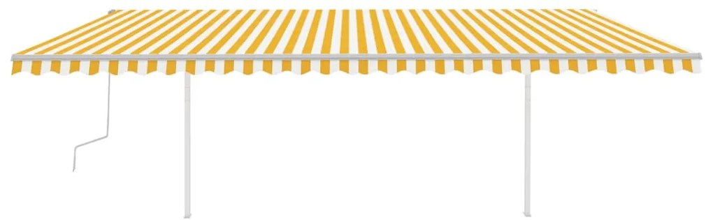 Toldo retrátil manual com postes 6x3 m amarelo e branco