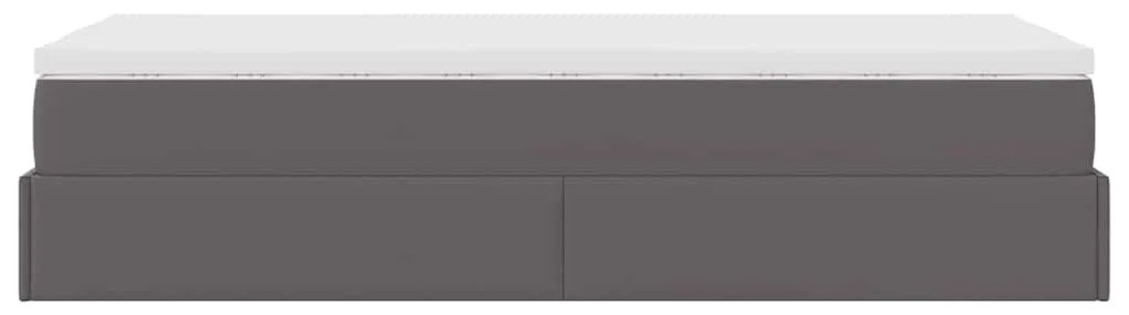 moldura de cama síriaXL otomana com colchão cinza 90x200cm couro falso
