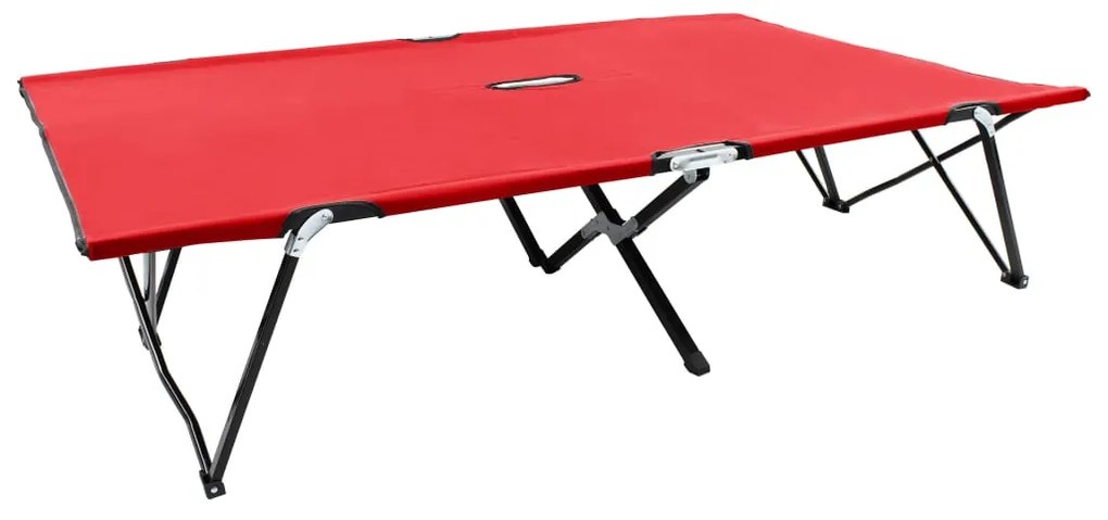 vidaXL Espreguiçadeira/cama dobrável para 2 pessoas aço vermelho